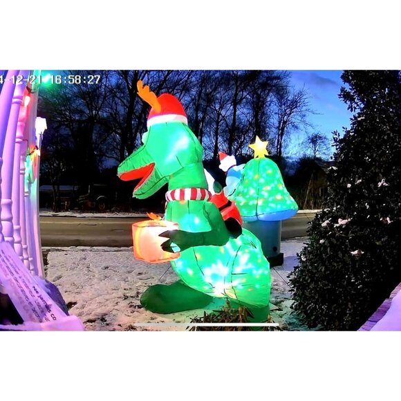 🆕8ft Christmas Inflatable Santa Riding Dinosaur Holding Gift Outdoor Decoration - Picture 2 of 9